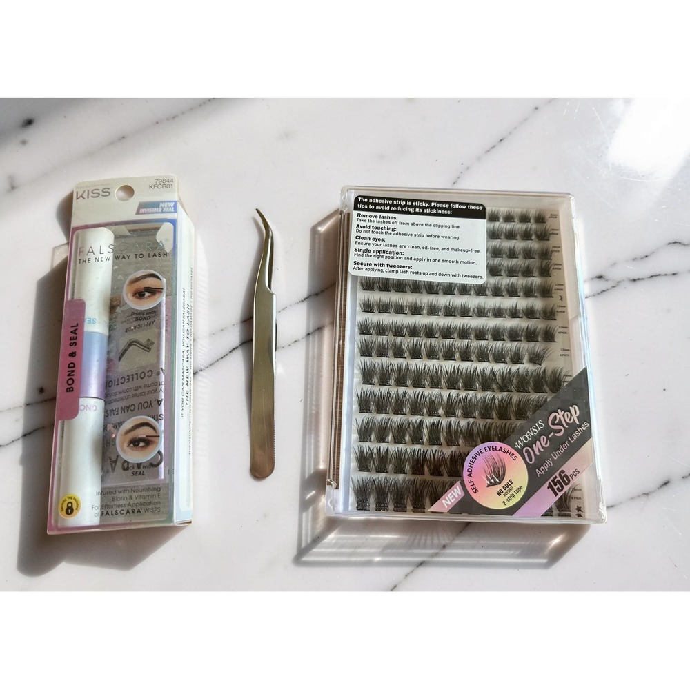 Kiss Falscara Bond & Seal with WONSIS 156Pcs Self Adhesive Lash Clusters Set